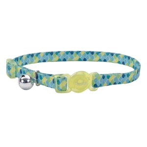 Safe Cat Fashion Adjustable Breakaway Lime Teal Scales Cat Collar