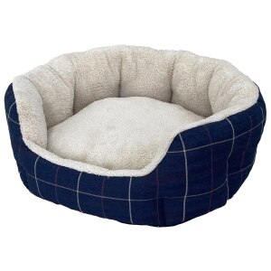 Plaid Oval Bed - Navy