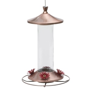 Elegant Copper Glass Hummingbird Feeder