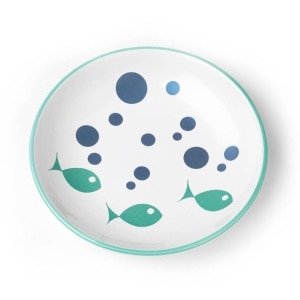 Bubble Fish Saucer White/Turquoise