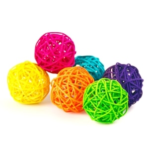 Bright Rattan Ball Assorted Colours Cat Toys