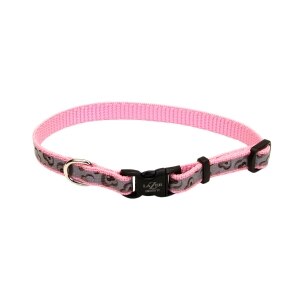 Lazer Brite Reflective Nylon Adjustable Dog Collar Pink New Hearts