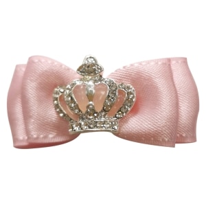 Crown Hair Clip Bow Pink
