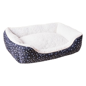 Step-in Rectangular Bed Black with Snowflake Print