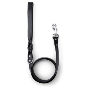 Leather 1in Black Dog Leash