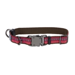 Relfective Nylon Adjustable Dog Collar - Berry