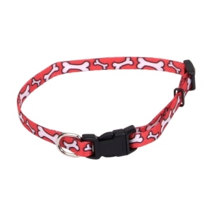 Li'l Pals Adjustable Nylon Collar - Red Bones