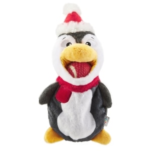 Hogz Penguin Black Ball Holiday Dog Toy