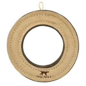 Natural Leather & Wool Ring Dog Toy