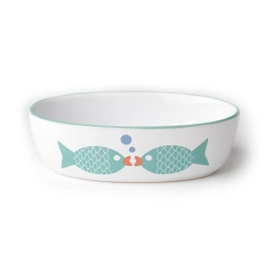 Bubble Fish Oval Bowl White/Turquoise
