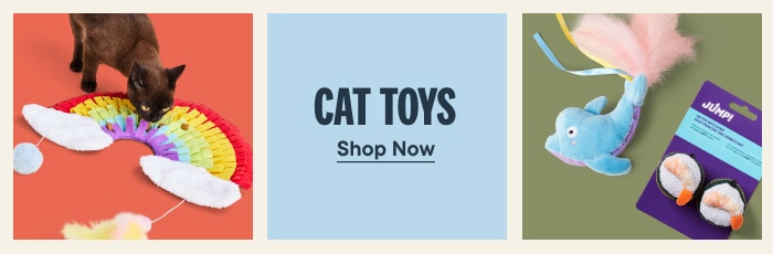 New Arrivals - Jump Rainbow Snuffle Cat Mat; Jump Feather Fairy Teaser Cat Wand; Jump LED Dolphin Cat Toy