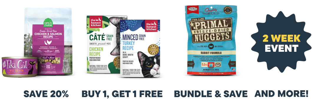 Black friday deals for cats, save 20%, Buy 1 get 1 free, bundle and save, and more