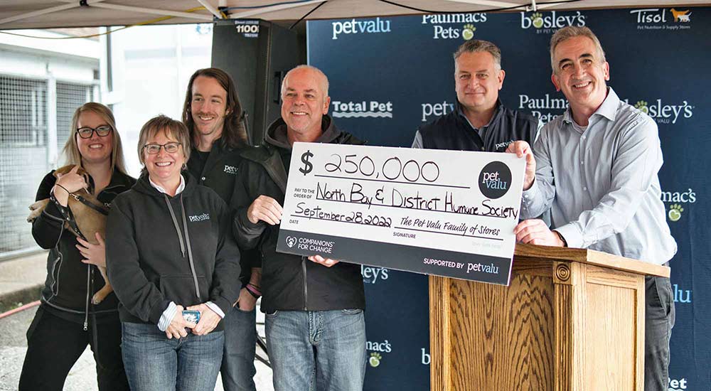 pet valu donated $250,000 to north bay and district humane society