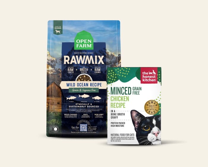 New Arrivals - The Honest Kitchen Minced Chicken Bone Broth Recipe Cat Food, Open Farm RawMix Wild Ocean Recipe Grain & Legume Free Dog Food